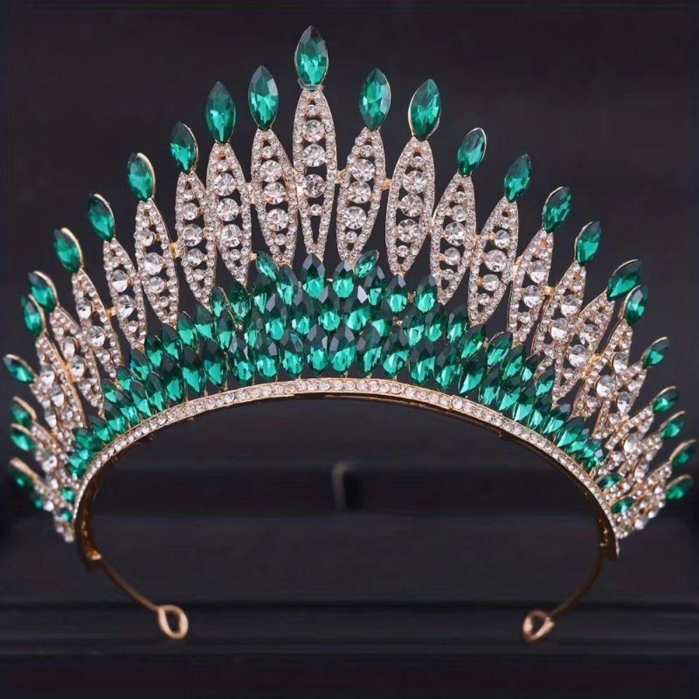 Luxury Baroque Queen Tiaras Sparkling Bridal Headwear Rhinestone Diadem Pageant Events