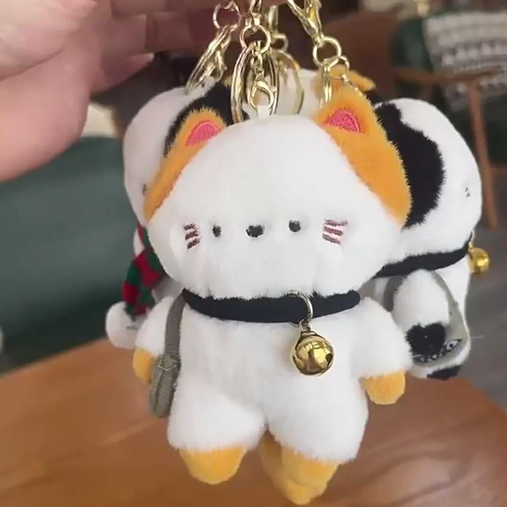 Travel Kitten Plush Cat Bag Pendant Scarf Plush Cat Doll Keychain Cat Plush Keyring  Couple Gift