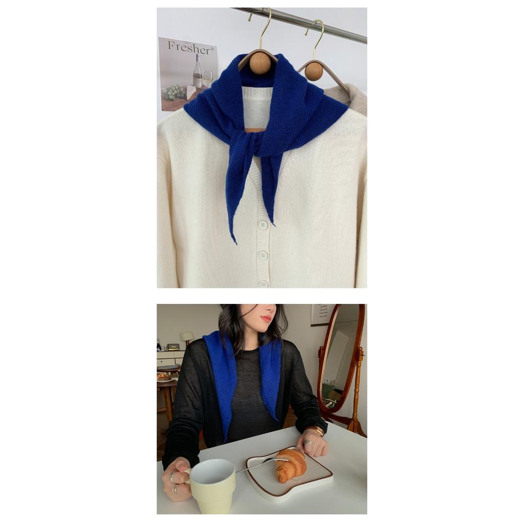 Wool Temperament, Anti-aging Triangle Scarf, Knitted Small Shawl for Women in Autumn and Winter, Versatile Korean Version, Knotted and Shoulder Worn