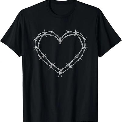 Barbwire Heart - Retro Barbed Wire Heart Grunge Punk Gothic T-Shirt