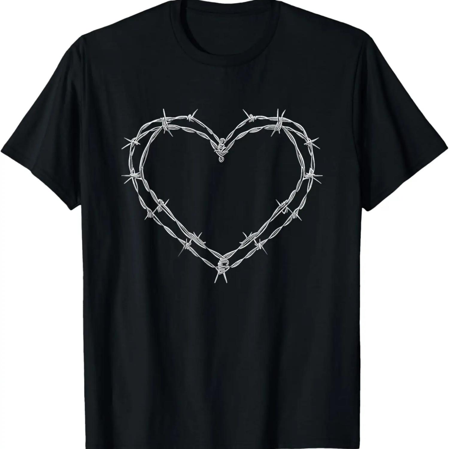 Barbwire Heart - Retro Barbed Wire Heart Grunge Punk Gothic T-Shirt S