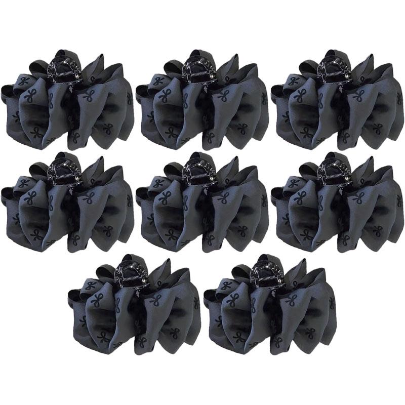 New Temperament Bow Hair Clip Women's Black Satin Shark Clip Fashion Hair Accessories