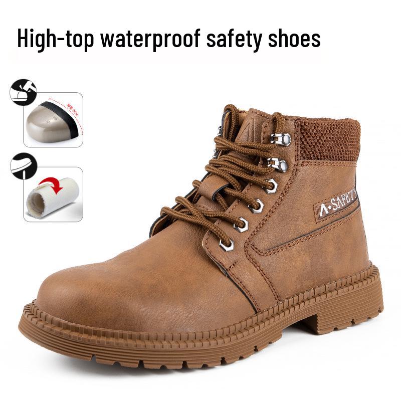 Men's High-Top Anti-Smash, Anti-Puncture, Non-Slip, Water-Repellent Work Boots for Outdoor, Wear-Resistant and Comfortable for Long-Standing.