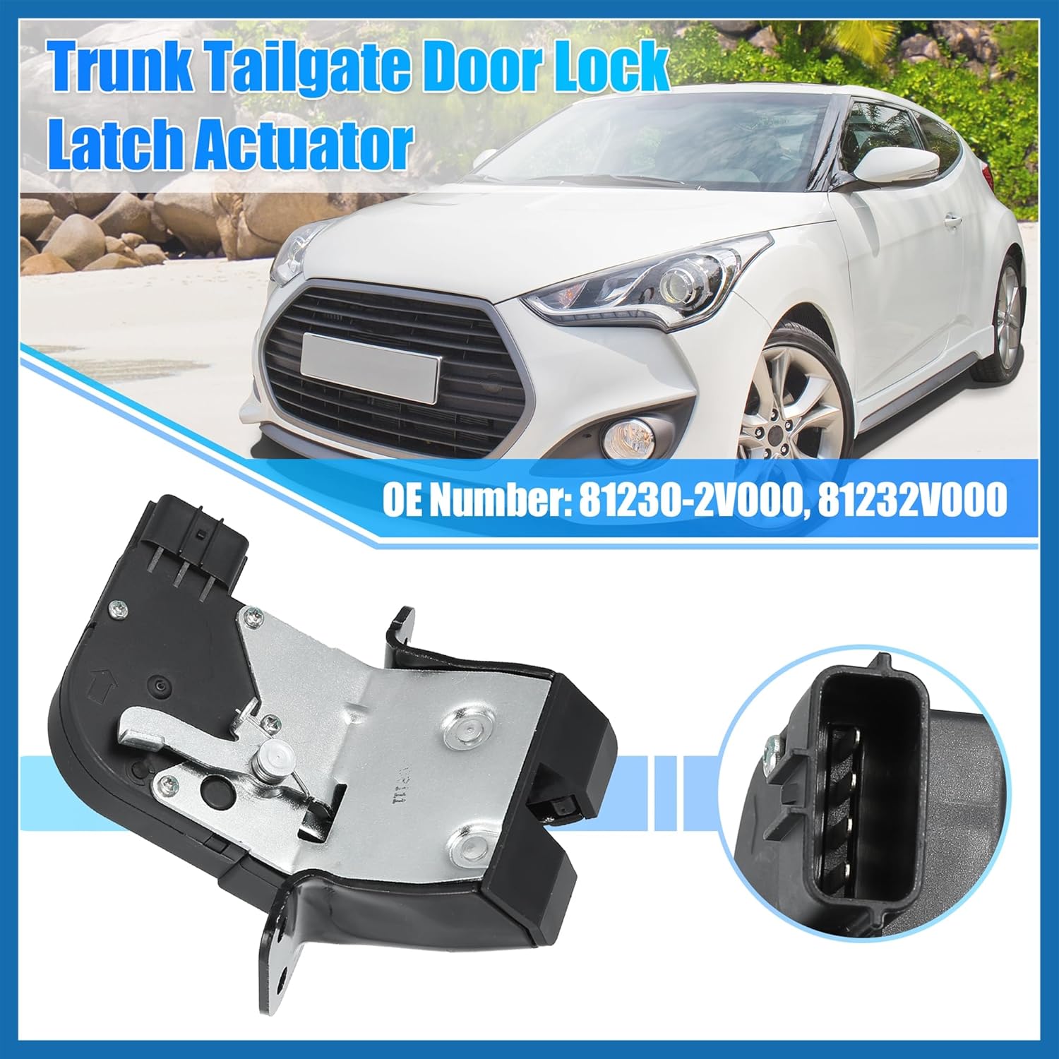 Trunk Latch Lock Actuator 81230-2V000 for Hyundai Veloster 12-17 1.6L V4 Engine Tailgate Door Latch Lock Actuator Motor Rear Hatchback Trunk Lid Lock