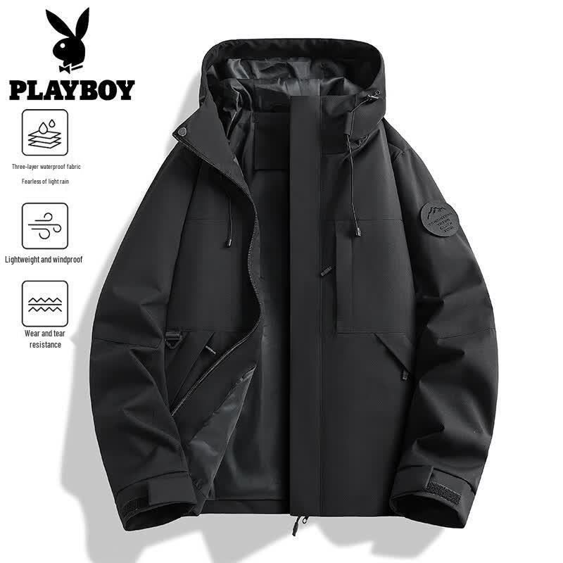 PLAYBOY Men's 3-in-1 Windproof Waterproof Outdoor Jacket