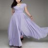 Bohemian V-Neck Short Sleeve Maxi Dress with Gathered Waist