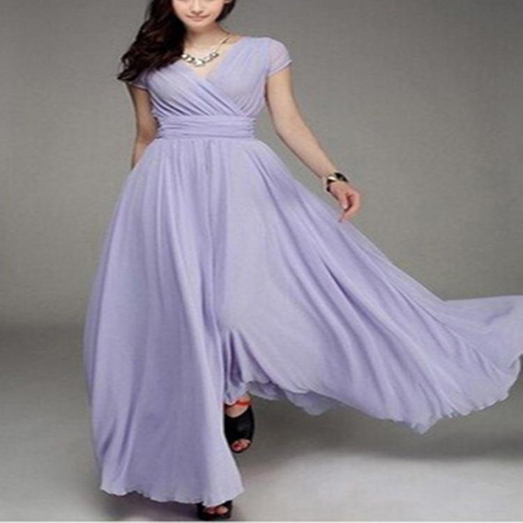 Bohemian V-Neck Short Sleeve Maxi Dress with Gathered Waist