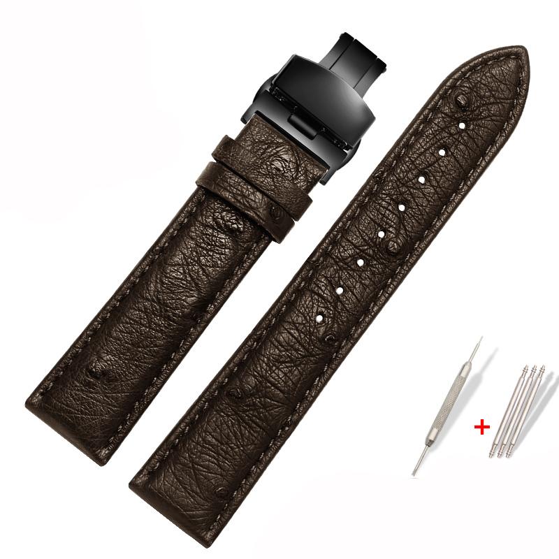 Genuine Watchband Ostrich Leather Strap Fit Seiko Omega Citizen Universal Bracelet 18mm 20mm 21mm 22mm Watch Band Brown Green