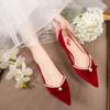 Burgundy Wedding Shoes Xiuhe High Heels Women's Autumn and Winter 2025 New Bridal Shoes Flat Toast Wedding