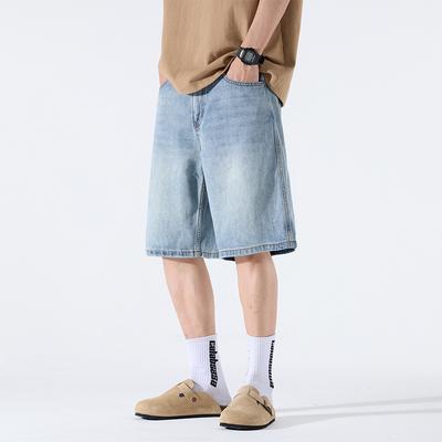 Tennis Denim Shorts Men's Summer Thin Loose 5-point Straight Five-point Medium Pants