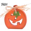 Wood Hollow Smile Face Decor Halloween Indoor Wooden Pumpkin Table Sign, Spooky Tabletop Block Fall Tiered Tray Centerpiece for Office Home