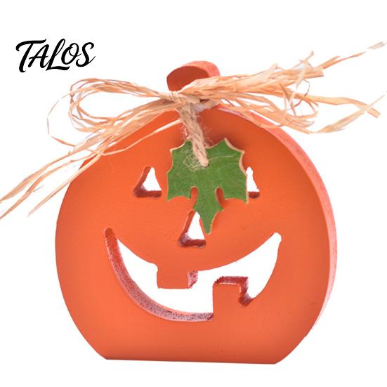 Wood Hollow Smile Face Decor Halloween Indoor Wooden Pumpkin Table Sign, Spooky Tabletop Block Fall Tiered Tray Centerpiece for Office Home