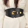 Geometric Buckle Women's Slimming Belt PU Dress Waistband Fashionable Elastic Waist Belt  Women
