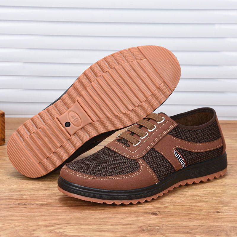 Frühling Alte Peking Stoffschuhe Herren Rutschfest Abriebfest Lässige Arbeitsschuhe Atmungsaktiv Verdickt Küche Mittelalterliche und Ältere Vaterschuhe