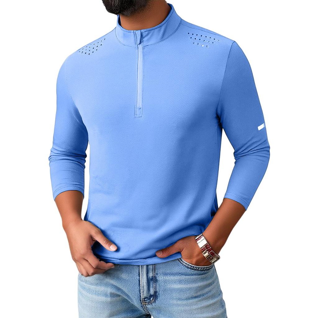 Men's  Fitness  Sports  Quick To Dry  Half Zipper  Self-Cultivation  Pullover  Long Sleeves  Hoodie