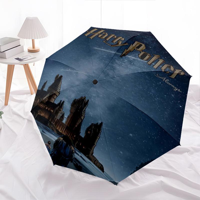 1pc Harry Potter Always Automatic Folding Umbrella - Compact 8-Rib Design, Durable Plastic & Iron1480L