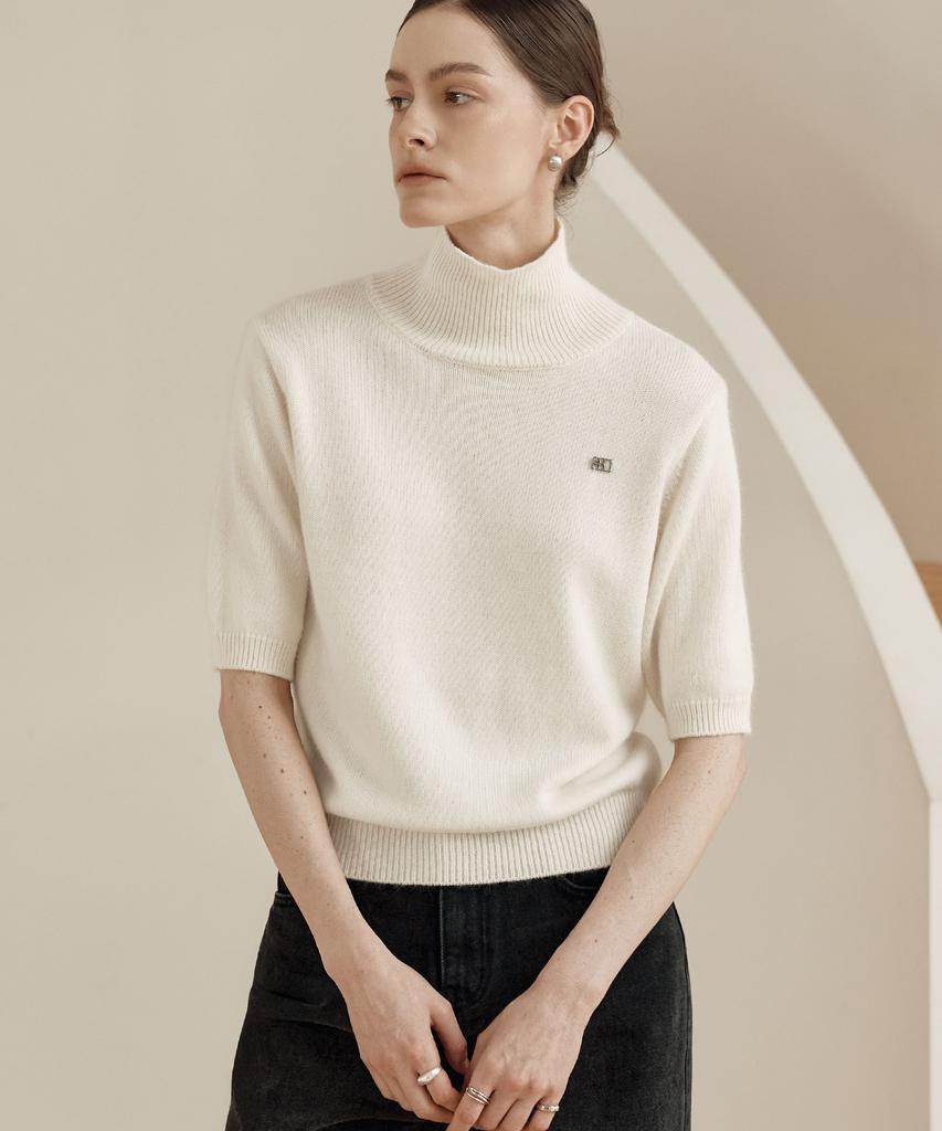 ZEROSTREET [2 Colors] Le Zero Angora Short Sleeve Turtleneck Knit