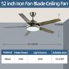 IRALAN Modern Ceiling Fan Lamp With 3-Color Temperature Adjustment Low Noise Easy Installation Suitable For Bedroom Office Decor