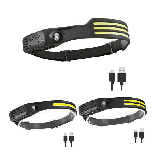 Multi-function Headlight with Motion Sensor 5 Modes Adjustable Waterproof USB Rechargeable Hands-free Outdoor Camping Night Running Fishing Headlamp