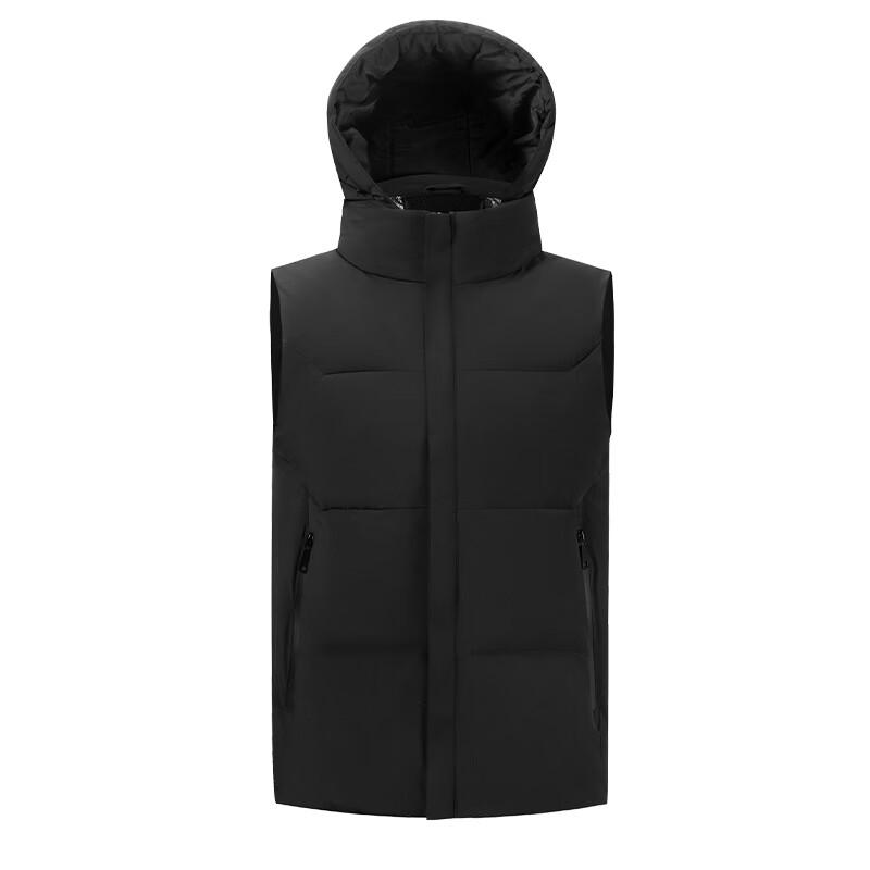 Toluoman Black Unisex Hooded Down Vest