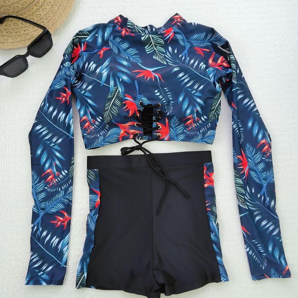 2025 Women's Slimming Two-Piece Surfing Swimsuit: Long Sleeve Top & High Waist Pants