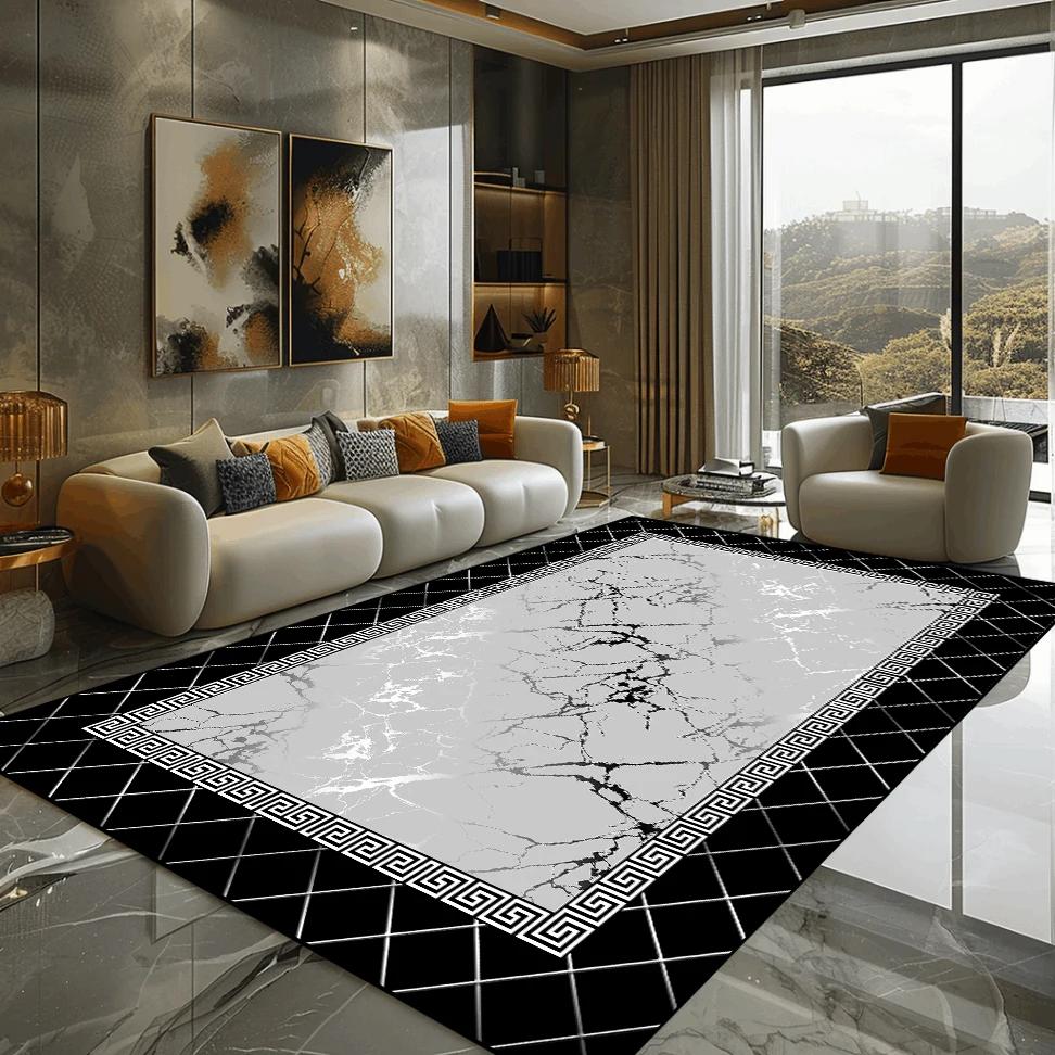 Złoty Marmur Dywan Luksusowa Dekoracja Sypialni Dywany Wielkopowierzchniowe Dywaniki Boczne do Sofy do Salonu Miękka Antypoślizgowa Mata Podłogowa do Salonu