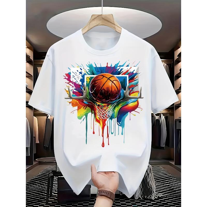 European Sizes Men'S Stylish Print T-Shirt Crew Neck Casual Tee Tops For Men Comfortable Regular Fit
