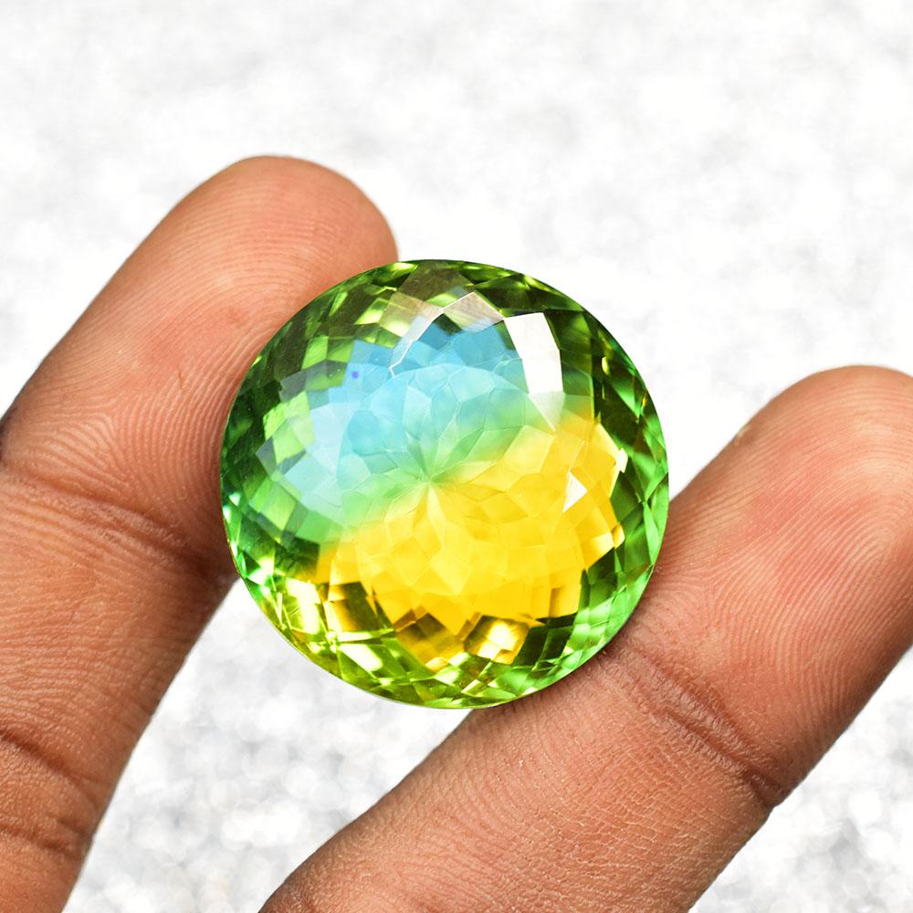 Lab-Created Tourmaline Loose Gemstone Brazilian Multicolor Round Cut 59 ct October Birthstone Gift