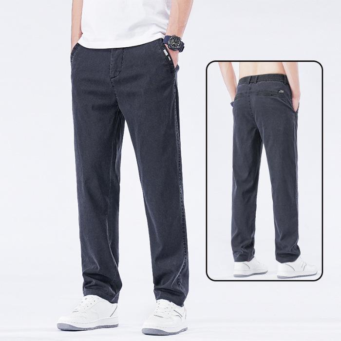 Business casual pants men's summer new Tencel Lyocell loose straight anti-wrinkle casual thin trousers men