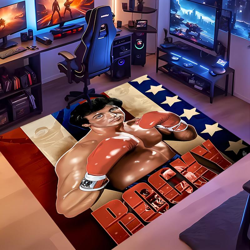 The Champion of Boxing Rock-y-Themed Entrance Mat,Non-Slip Mat Area Rug,Room Decor,Outdoor Decor,Kitchen Rug,Doormat - Machine Washable,Easy to Clean