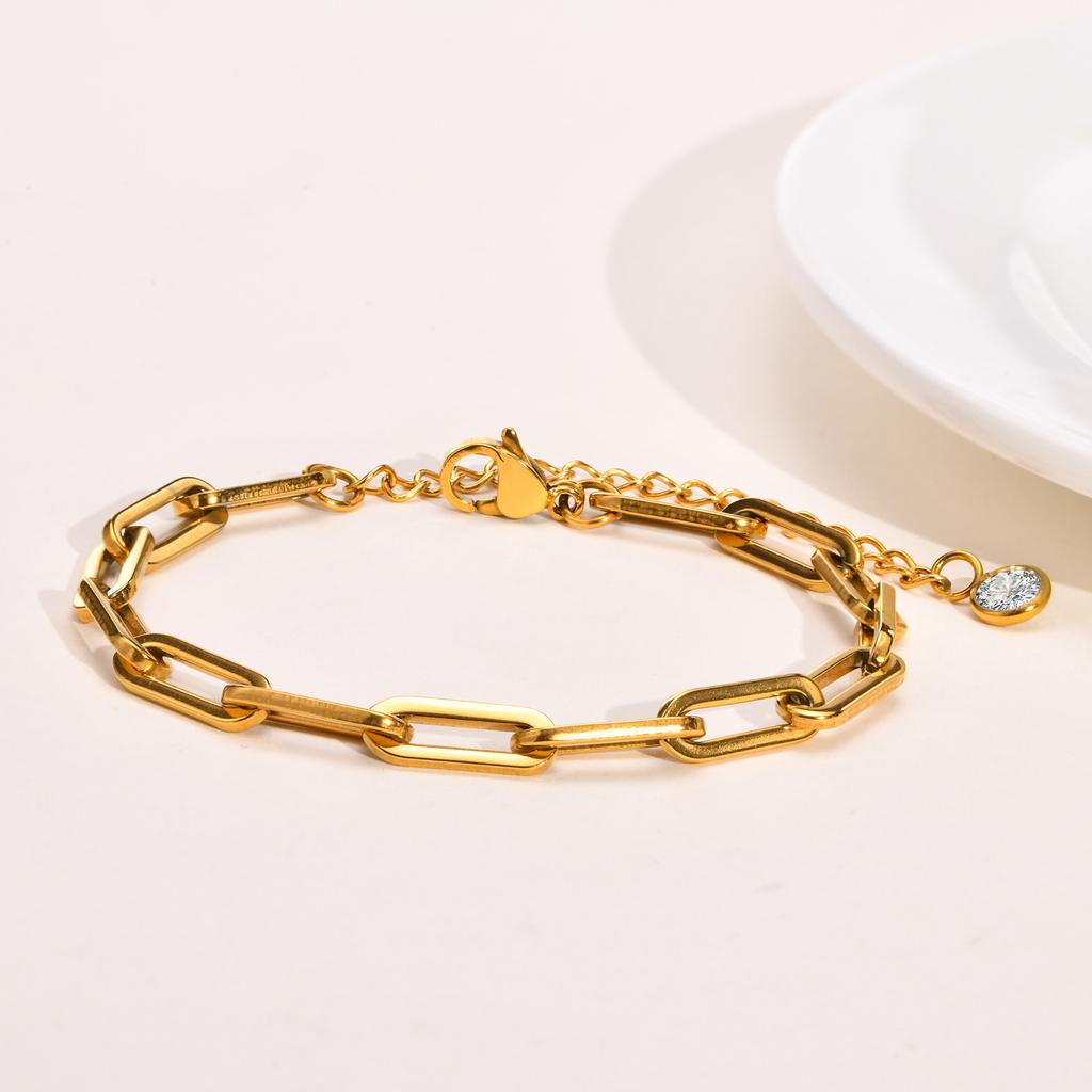Dainty Heart-shaped Bracelet for Women,Stainless Steel Waterproof Oval Handmade Chain Bracelet, Charm Jewelry Gift