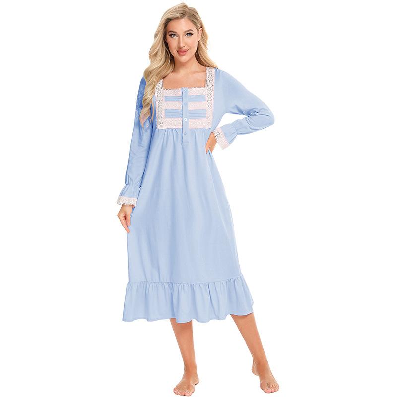 GMXIA Long-sleeved Pajamas, Princess Dress, White Dress, Halloween Party Home Wear
