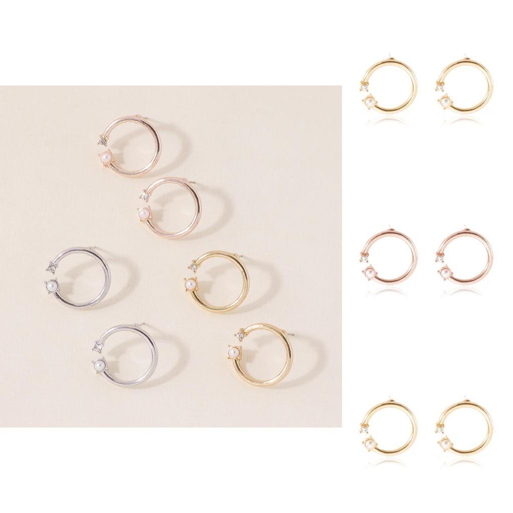 And Elegant European American Style Alloy Pearl Stud Earrings For Women