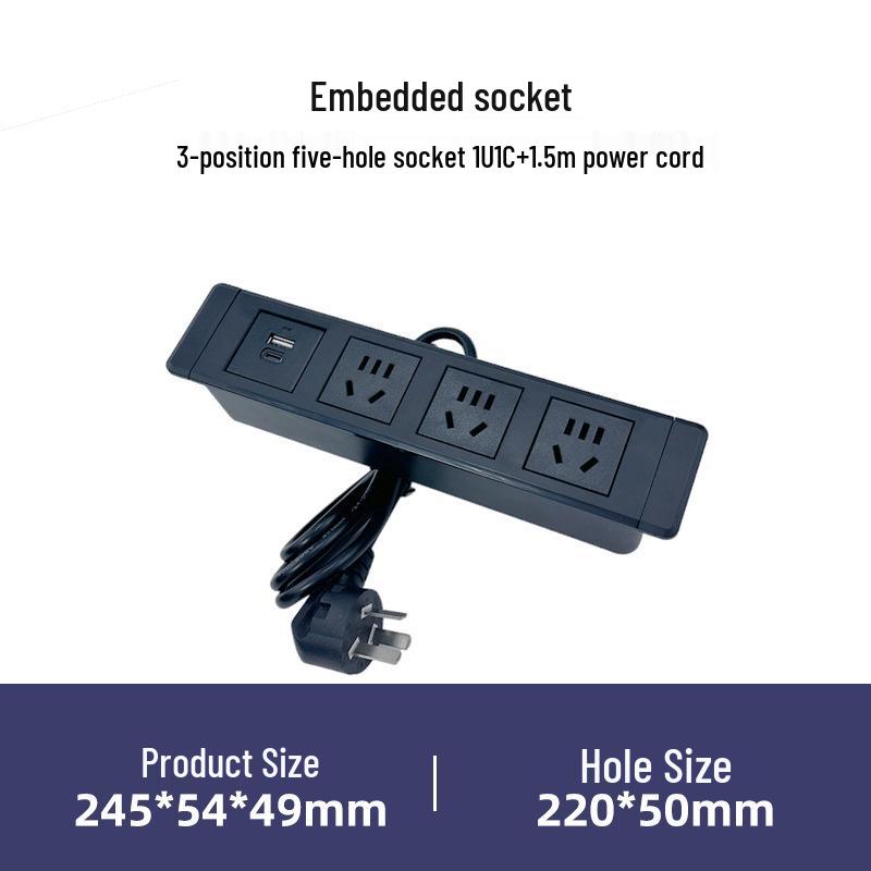 Multifunctional Embedded Desk & Bedside Power Strip with USB