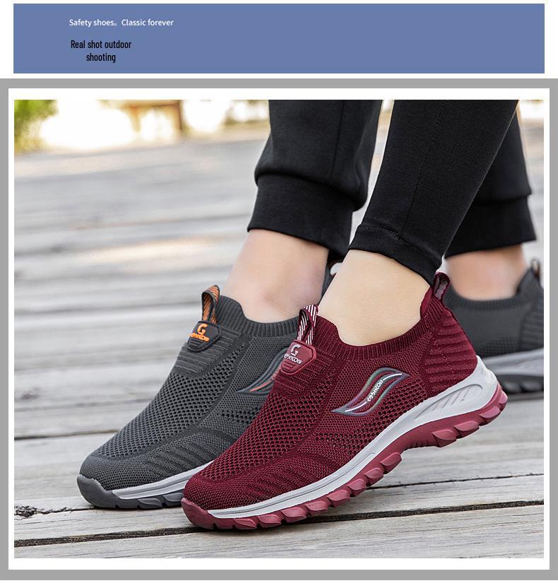 Zhang Kaili Men's Summer Slip-On Mesh Breathable Non-Slip Lightweight Comfortable Elderly Sports Dad Shoes