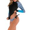 Women's Summer Fashion Sexy Print Long-Sleeve O-neck Waist Split Conservative  Swimsuit Set