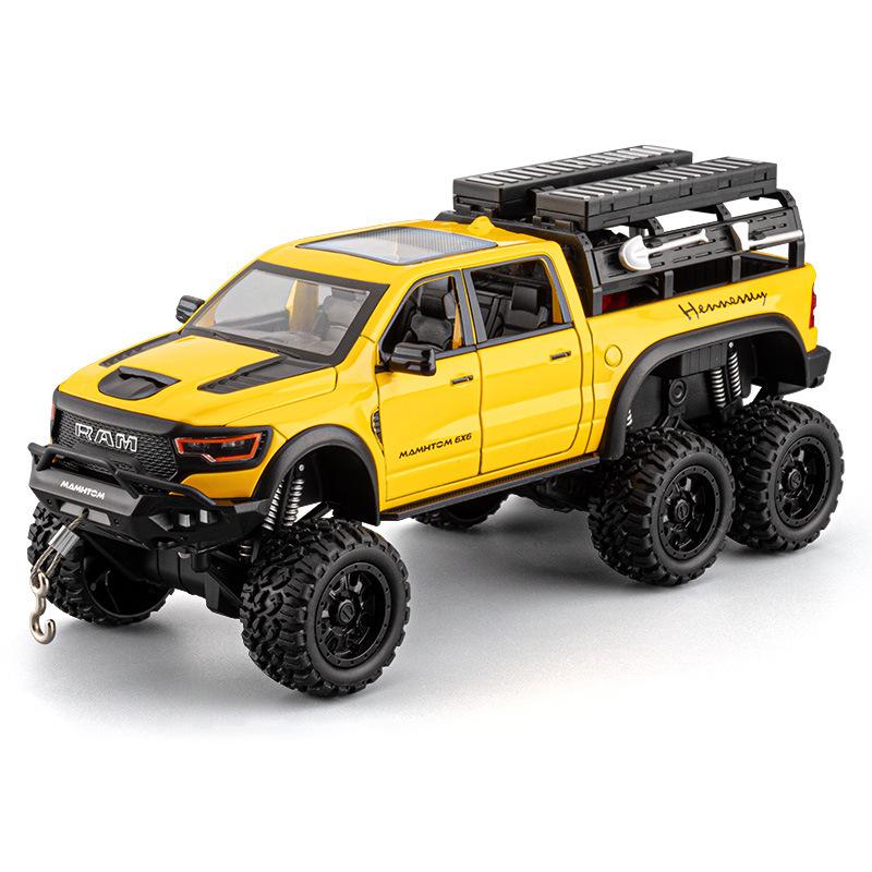 Large Size 1/24 Dodge Mammoth 6X6 Off-road Pickup Truck Children's Toy Car Simulation Alloy Car Model Ornament Boy Gift