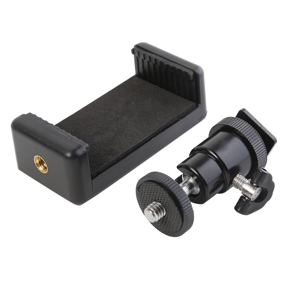 Universal Moblie Phone Clip Bracket Holder Mount 1/4 Screw Hot Shoe Pan Tilt Ball Head DSLR Camera Bracket for iPhone Samsung