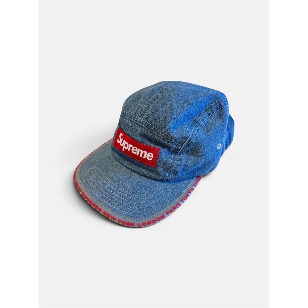 Used SUPREME Worldwide Visor Tape Camp Cap Denim
