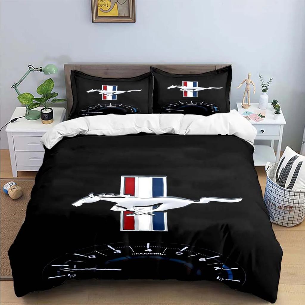 Fashion Exquisite M-Mustang Print Bedding Sets Exquisite Bed Supplies Set Duvet Cover Bed Comforter Set Bedding Set Luxury  Gift