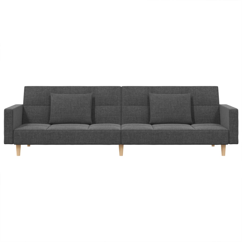 Vidaxl 2-Seater Sofa, 2 Cushions, Light Grey, Fabric Upholstered