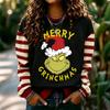 Women's Long Sleeve Neck Pullover Sweatshirt with Christmas Holiday Print for Casual Daily Wear