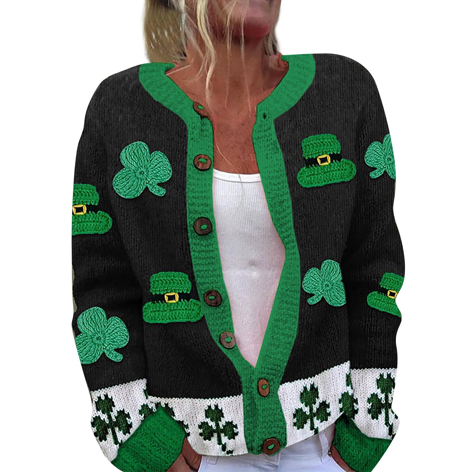 

Женская мода ул.. Вязаный кардиган с длинными рукавами и принтом Патрика на пуговицах L