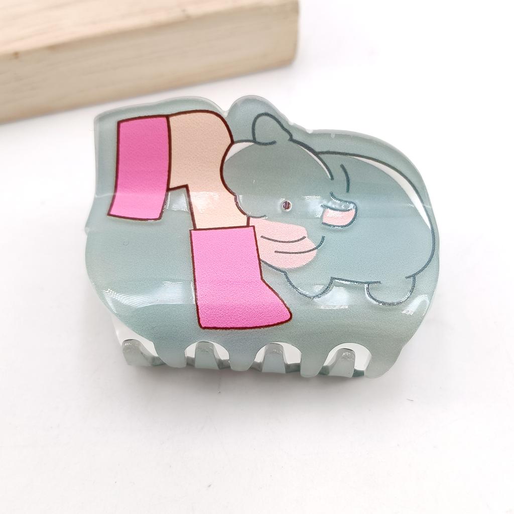 Cute Miss Hippo Hair Claw Flower Acrylic Small Shark Clip Set Headwear Geometry Cartoon Capybara Hair Clip For Girls