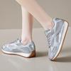Fashion Women's Sneakers Fashion Breathable Mesh Women Shoes Sliver Thick Bottom Sneakers Vulcanized Shoes Comfy Lace Up Tennis Shoes