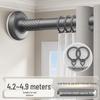 Silent Curtain Track with Punch-Free Installation - Balcony Side & Top Mount Slide Rail with Pulley and Hook Guide.
