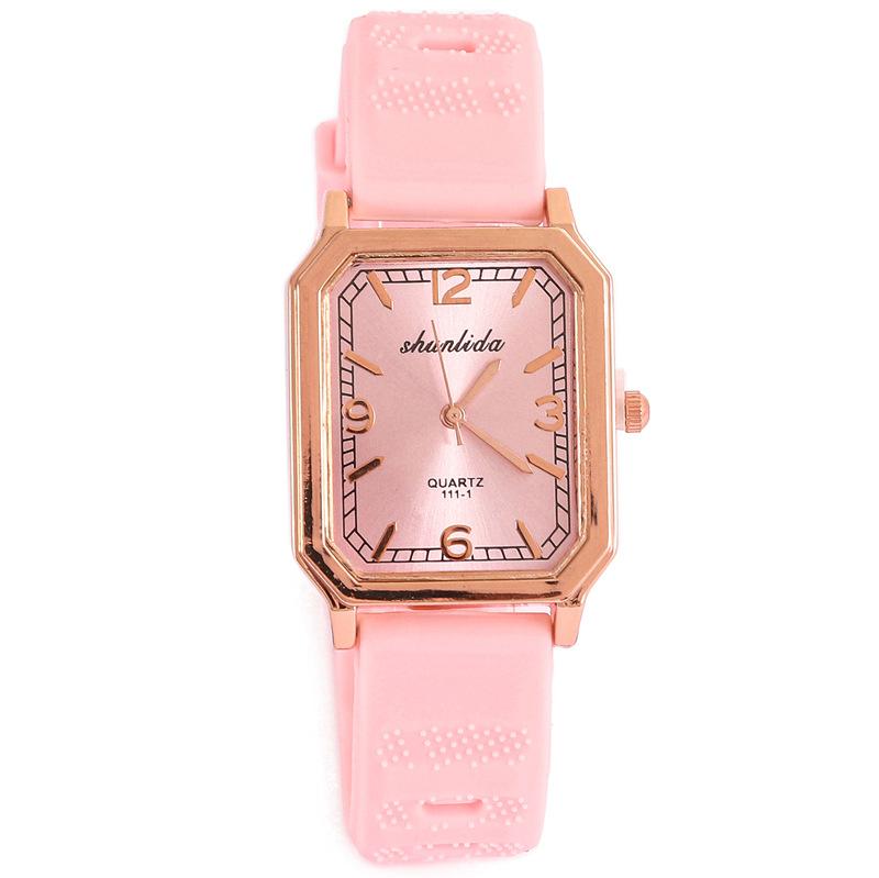 Exquisite Fashion Ladies Watch Rectangle Casual Silicone Strap Quartz Watch Schoolgirl Watch