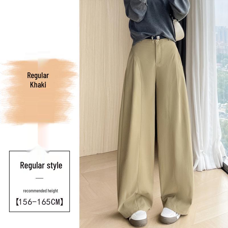 

Trendy Khaki Slim-Fit Side-Pleated Women s Pants - 2025 Autumn Collection 2XL