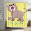 Customized Kids Shower Curtain with Personalized Name Cute Cartoon Animal Design Bright Colors for Bathroom Decor