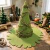 Halloween-Hexenhut für Erwachsene mit hoher, strukturierter Form und eckigem, breitem Rand, faltbare Polyester-Kostümkopfbedeckung